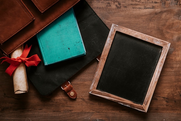 Free photo vintage desk concept with slate