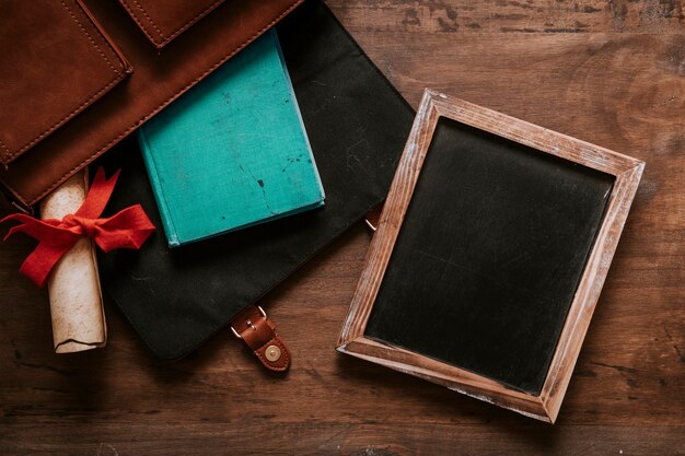 Vintage desk concept with slate