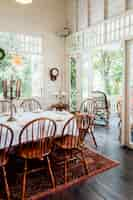 Free photo vintage dinner table and vintage house