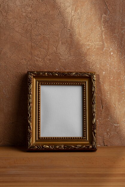 Vintage empty frame with stucco background