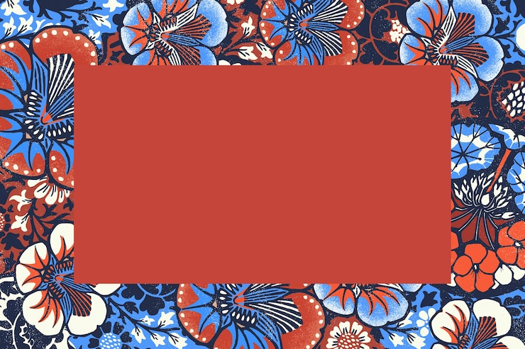 Free Photo vintage floral frame illustration with batik pattern, remixed from public domain artworks