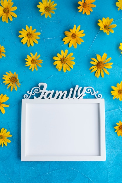 Vintage frame surrounded by spanish oyster flowers