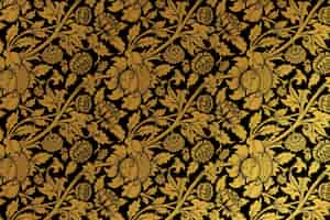 無料写真 ウィリアムモリスによるアートワークからのヴィンテージの黄金の花の背景のリミックス