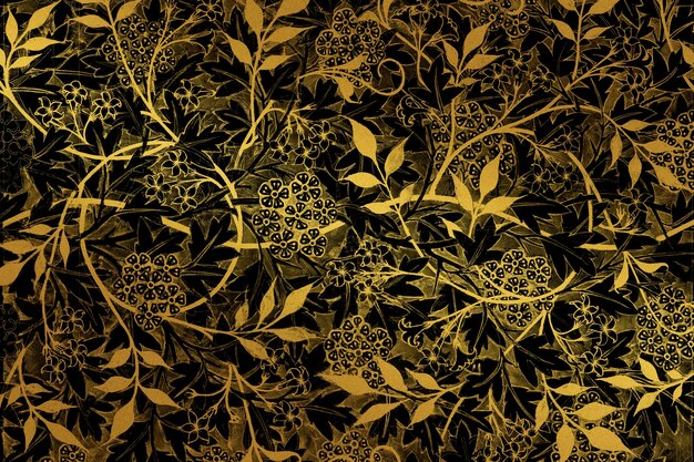 ウィリアムモリスによるアートワークからのヴィンテージの黄金の花柄のリミックス