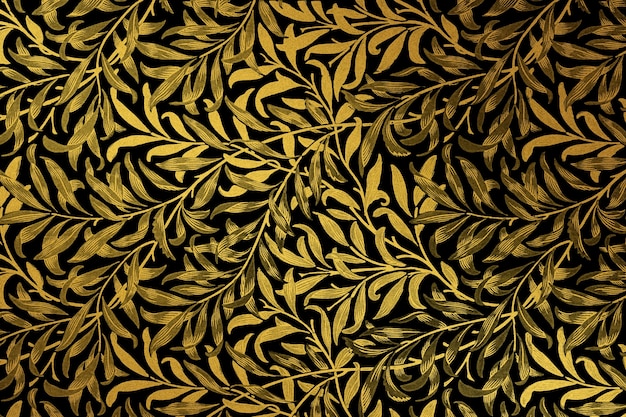 Vintage golden floral pattern Free Photo