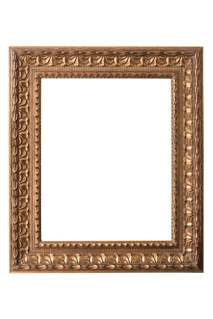 Vintage golden square picture frame isolated on background