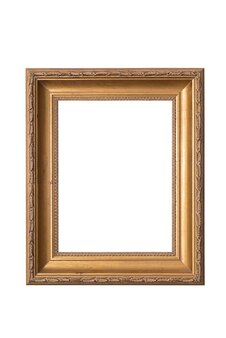 Vintage golden square picture frame isolated on background