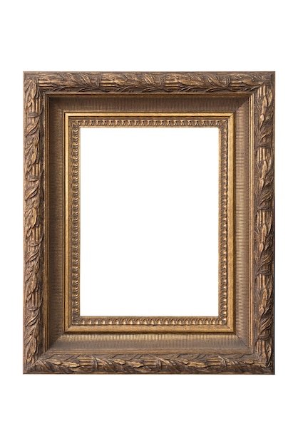 Vintage golden square picture frame isolated on background