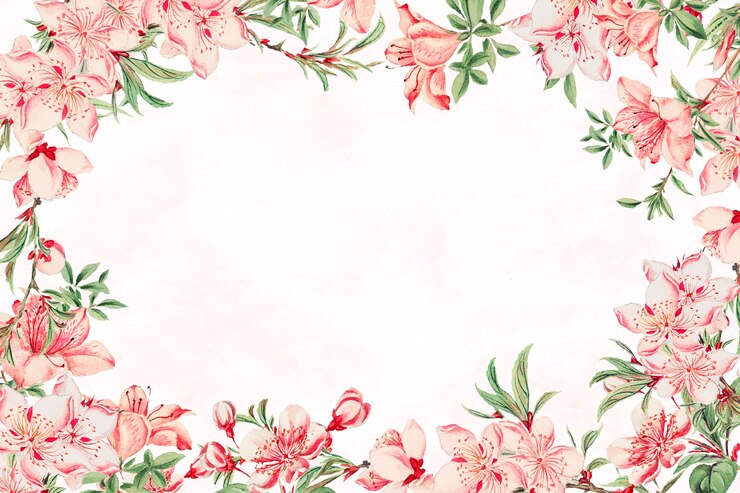 Free Photo vintage japanese floral frame peach blossom art print, remix from artworks by megata morikaga