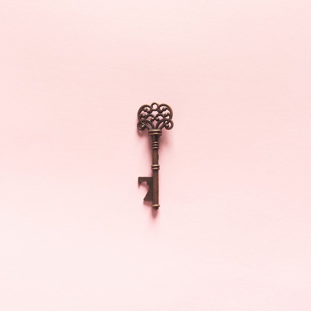 Vintage Key On pink Background