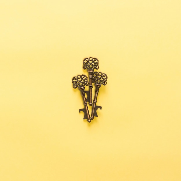 Vintage keys and yellow scene