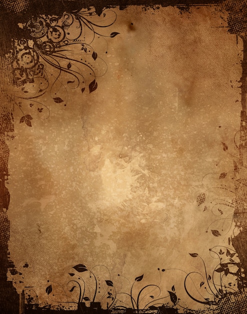 Free photo vintage paper background with grunge floral design