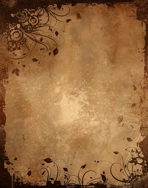 Vintage paper background with grunge floral design