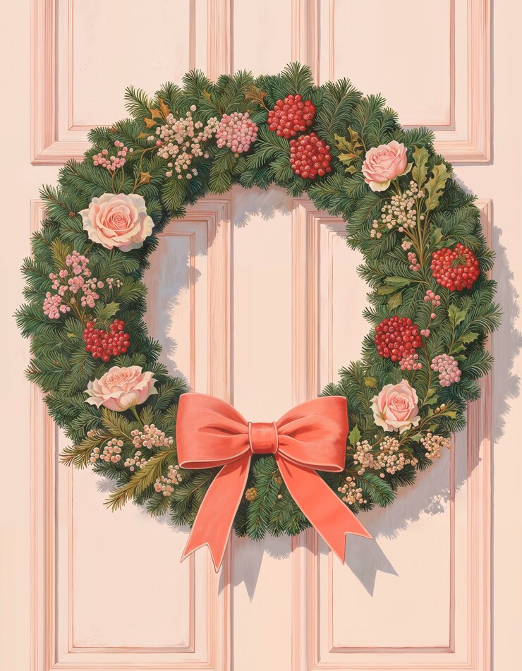 Free Photo vintage pastel christmas illustration