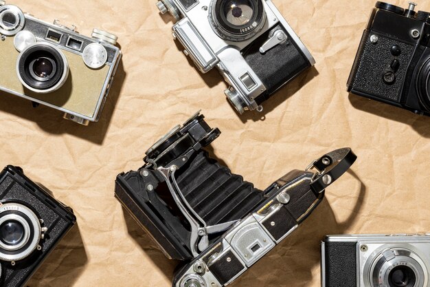 Vintage photo cameras composition