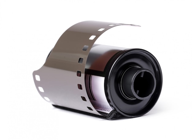 Vintage reel camera tape on white