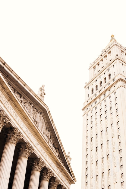 Vintage roof of stock exchange and tall building