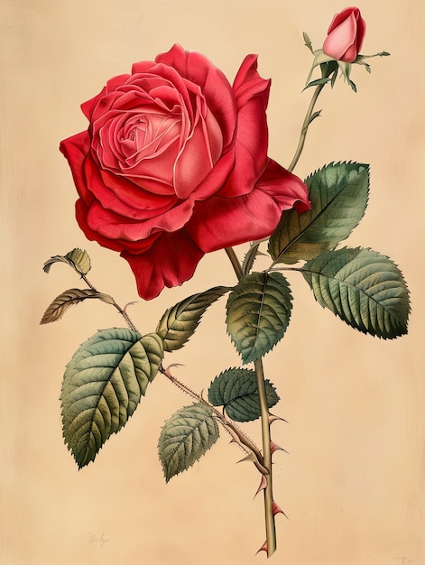 Free photo vintage rose digital art