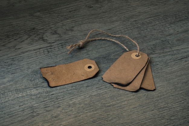 Vintage tags on timber tabletop