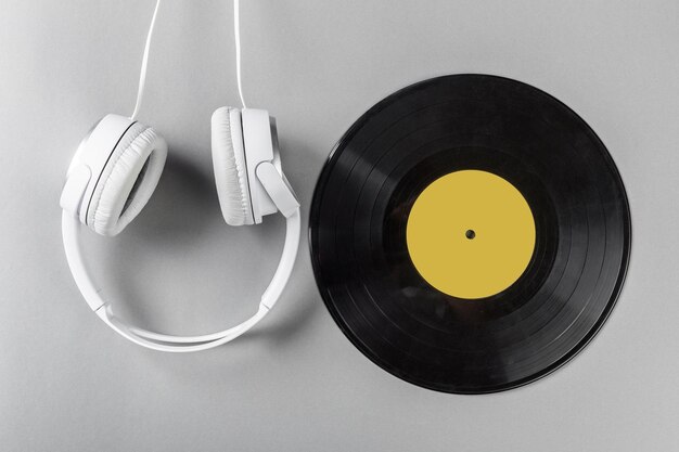 Vintage vinyl on gray background