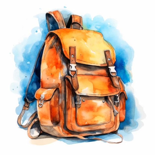 Free photo vintage watercolour backpack illustration for back to school