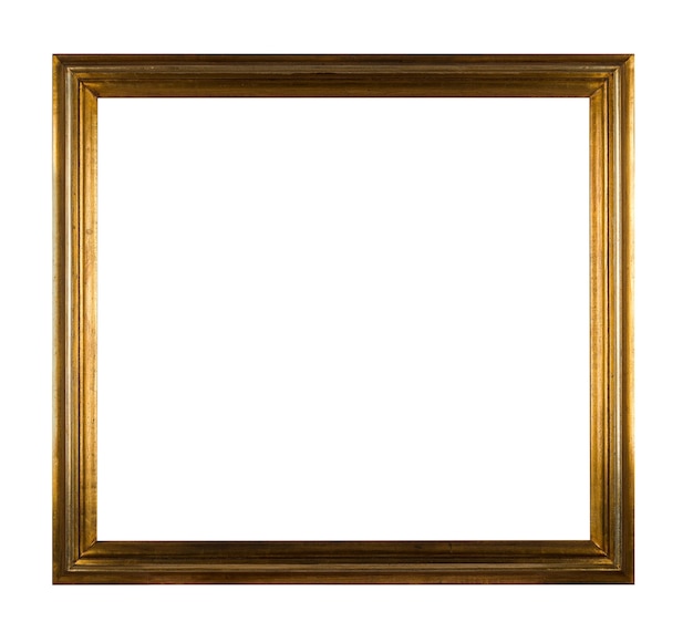 Vintage wooden square frame for painting or picture isolated on a white background