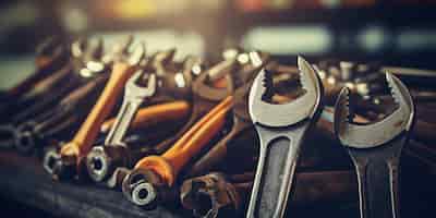 Free photo vintage wrenches lying around showing signs of many uses
