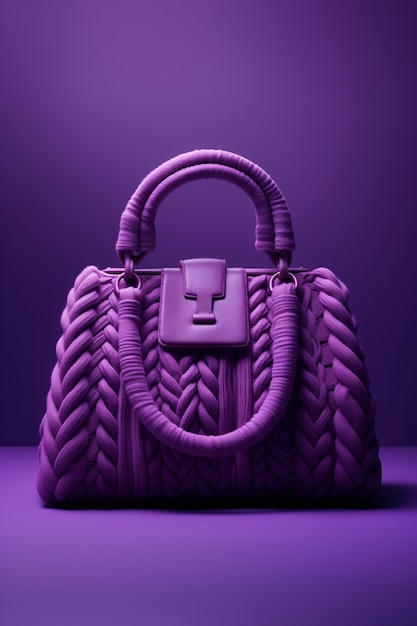 Free photo violet knitted bag still life