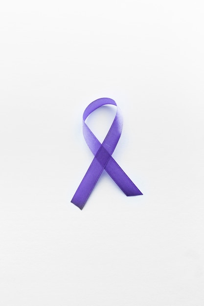 Violet lymphoma ribbon on white background