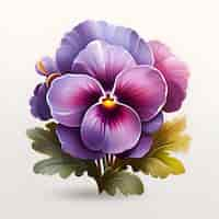 Free photo violet pansy flowers on a white background vector illustration