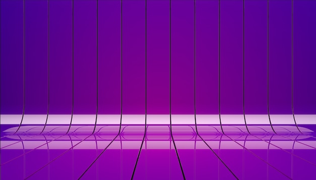 Violet ribbons illustration. Background stage as template for your showcase.