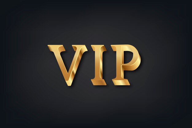 VIP typography in 3d golden font