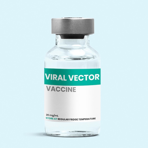 Бесплатное фото Стеклянная бутылка для инъекций вирусной векторной вакцины