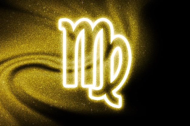 Free photo virgo zodiac sign, gold glitter, horoscope astrology background, virgo, on dark background