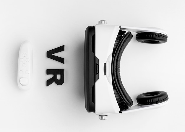 Virtual reality headset on desk