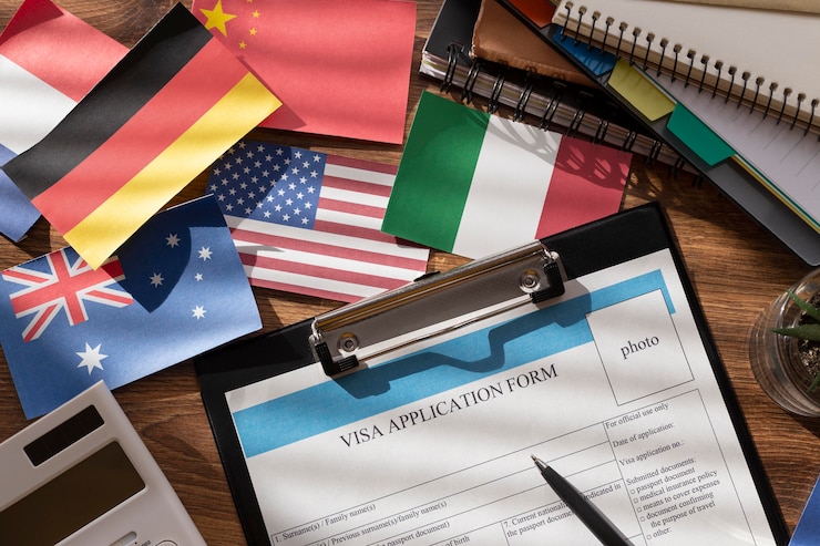 Free Photo visa application composition with different flags