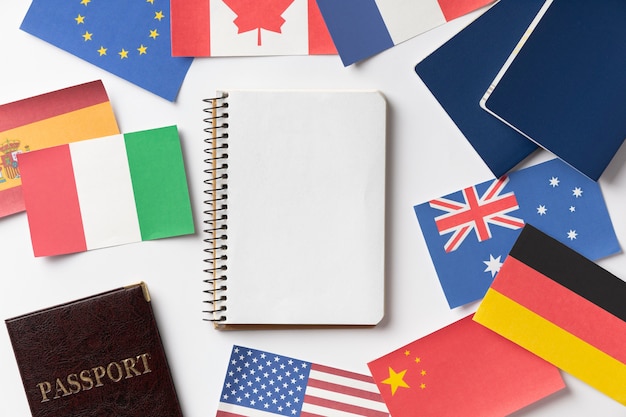 Free photo visa application composition with different flags