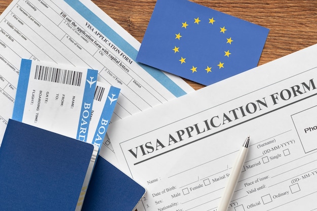 Free photo visa application for europe arrangement