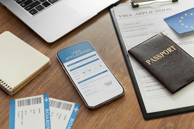 Visa application form on smartphone