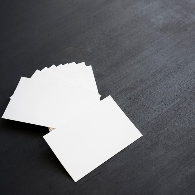 Visiting cards laying on the desk