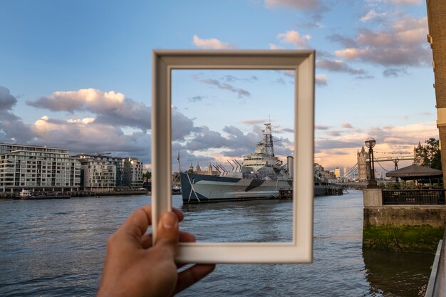 Visiting site behind photo frame