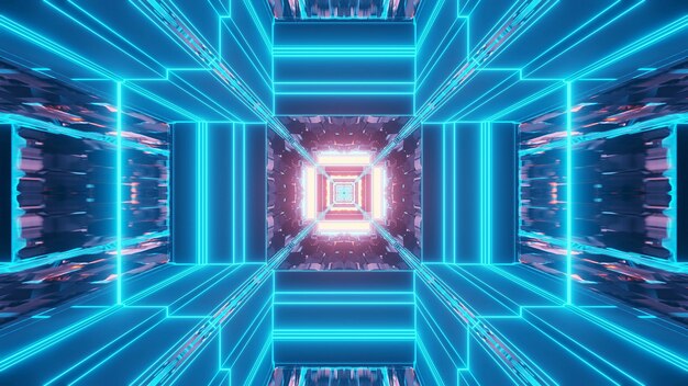 Vivid abstract psychedelic corridor pattern for background with blue and purple colors