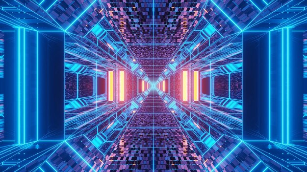 Vivid abstract psychedelic corridor pattern for background with blue and purple colors