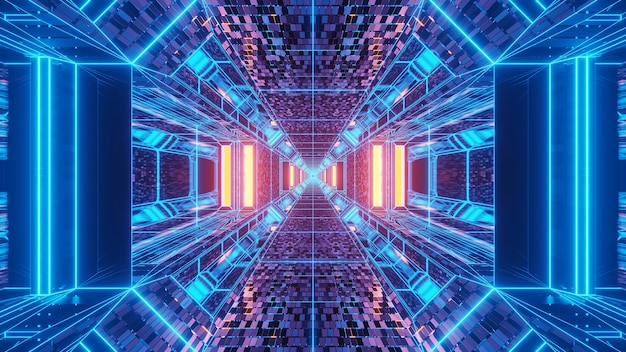 Vivid abstract psychedelic corridor pattern for background with blue and purple colors