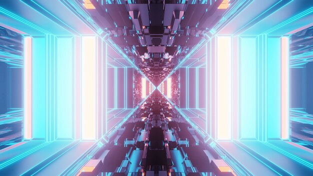 Vivid abstract psychedelic corridor pattern for background with blue and purple colors