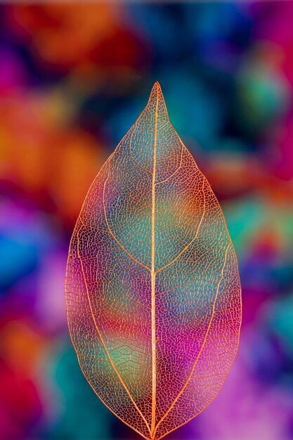 Vivid colored transparent autumn leaf