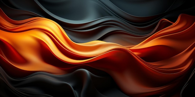 Free photo vivid orange and wavy black abstractions