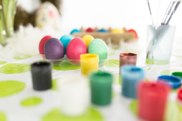 Vivid paints for coloring Easter eggs