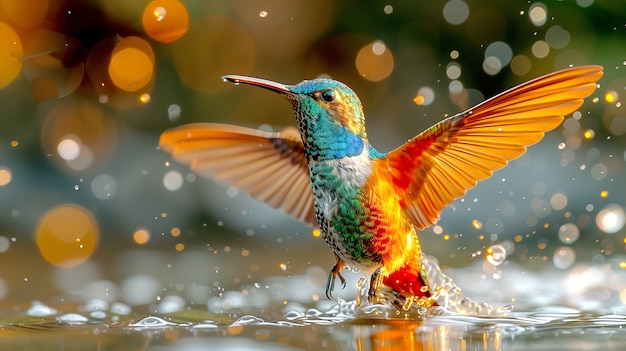 無料写真 自然環境における鮮やかな色彩のハミングバード