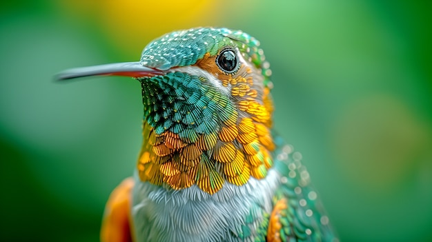Бесплатное фото Ярко окрашенный колибри в естественной среде